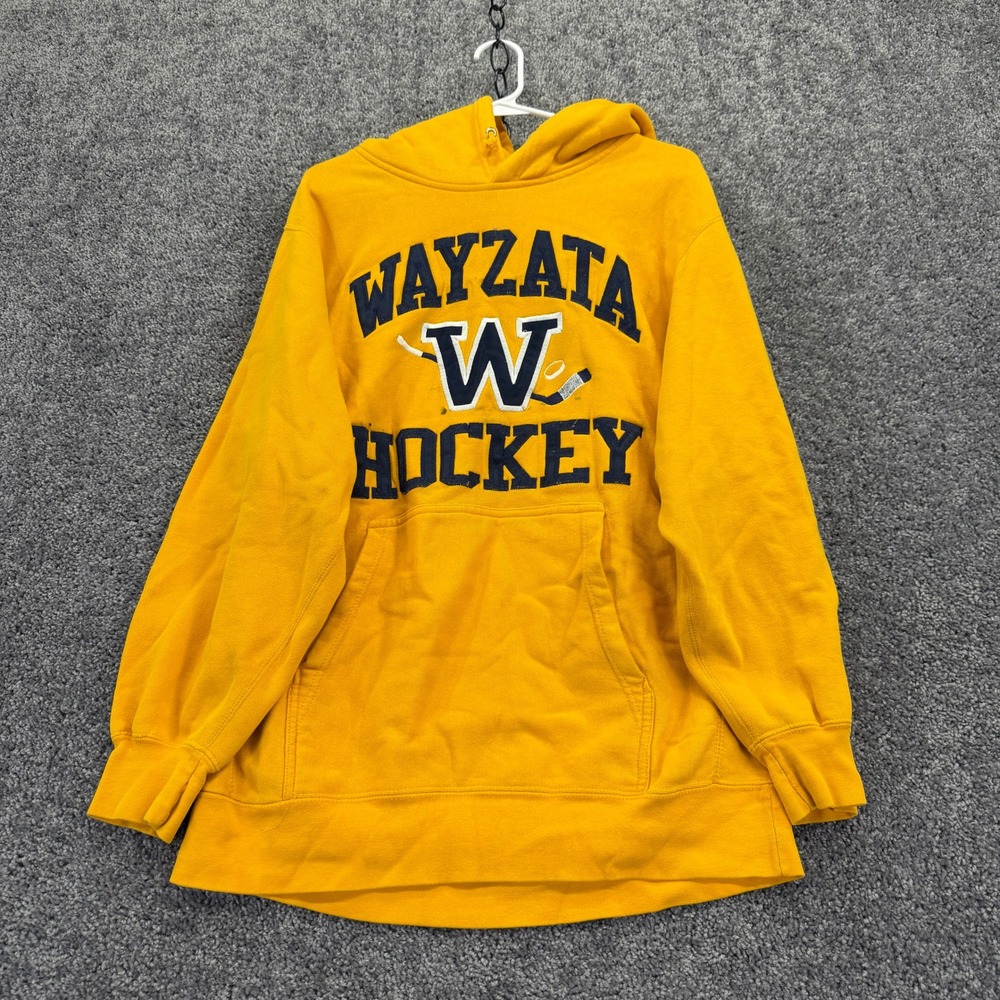 MV Sport Hoodie Mens M Yellow Wayzata Hockey Carlson 35 Pro Weave